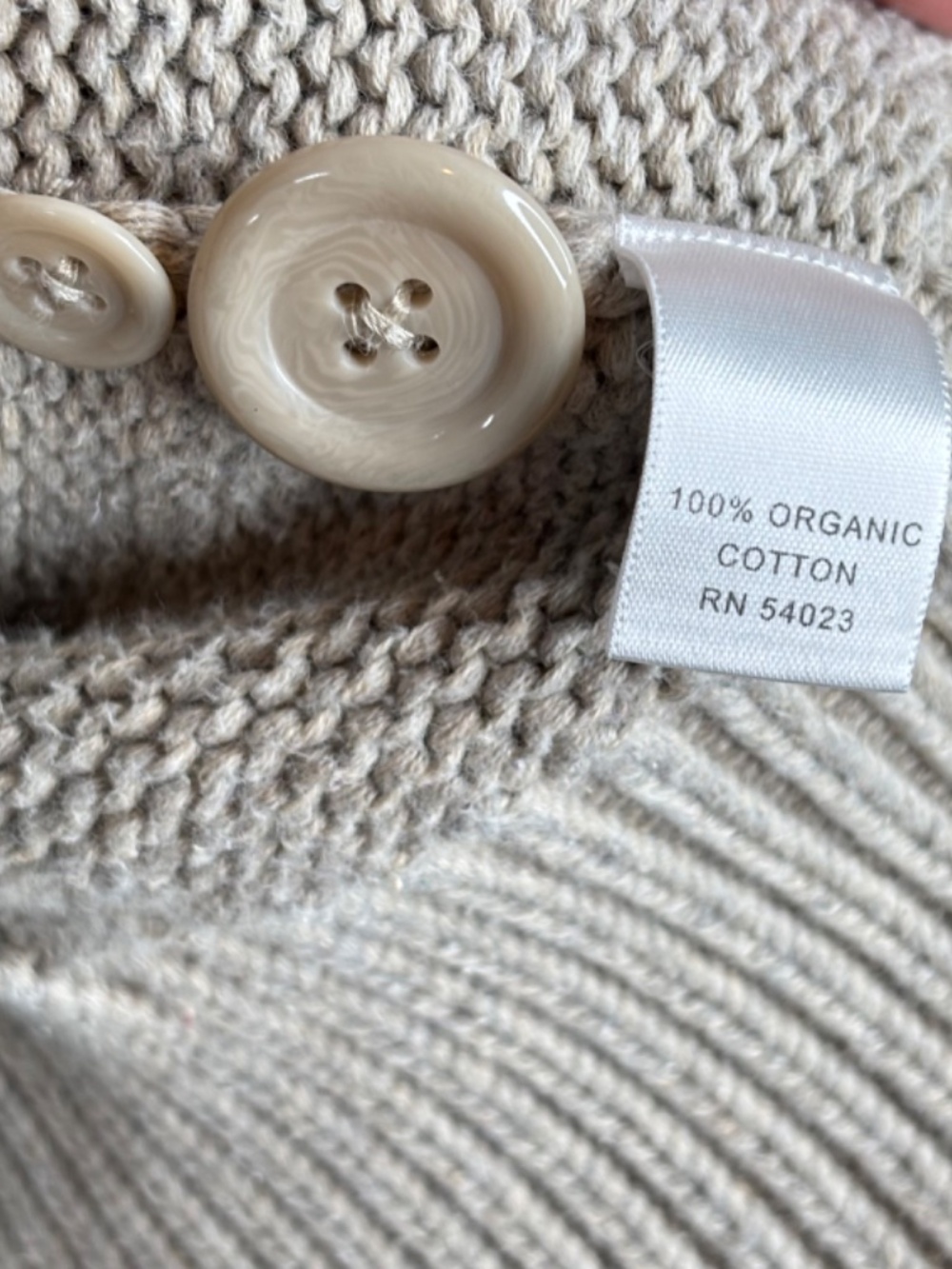 Banana Republic Organic Cotton Cardigan S Beige Chunky Fisherman Neutral Preppy - Picture 6 of 10